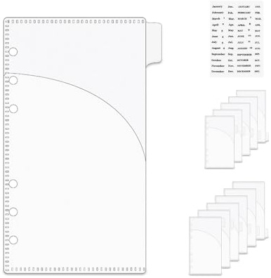Lot de 12 intercalaires de poche A6 avec étiquette autocollante, enveloppes A6 givrées pour budgétisation à 6 anneaux, fournitures et accessoires (givré)