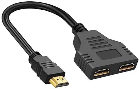 HDMI Kabel Splitter, HDMI Splitter 1 in 2 out, HDMI Splitter 2 Monitore Gleichzeitig, 1080P HDMI Stecker auf Dual HDMI Buchse, Unterstützt zwei Fernseher gleichzeitig für HDMI HD LCD Fernseher