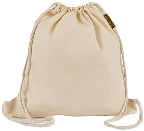 NATURSTUBE® Sac de sport en coton (1 pièce, 38 x 42 cm) Oeko-TEX® | Sac à dos avec cordon de serrage pour la gym, la plage et la mer | Petite pochette pour chaussures pour homme, femme et enfants