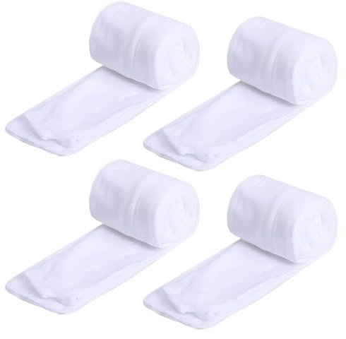 Roinaid 4 Paar Ballettstrumpfhose Mädchen,Weiße Strumpfhose Kinder,Größe L Ballett Strumpfhose Mädchen,Hohe Elastizität,Weich und Bequem,Geeignet für Tanzkurse,Aufführungen,Schule,Alltag,Partys