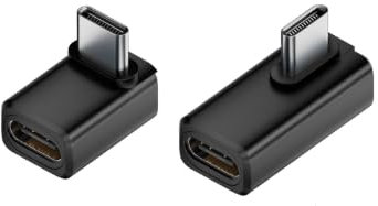 Puiseno Adattatore USB-C da 2 pezzi, supporta Thunderbolt 5, USB 4 Gen 2, 240 W, 80 Gbps, compatibile con tutti i dispositivi, ricarica, video, audio lossless, angolare laterale, nero