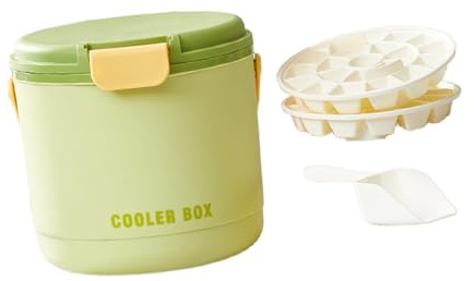 KiBcsLic Insulated Ice Bucket,Storage Bin Portable with Lid and Ice Tray for Club Restaurant Beverage Freezer BBQ, Green