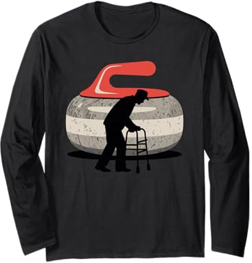 Vieil Homme Silhouette Pierre De Curling Curleur Manche Longue