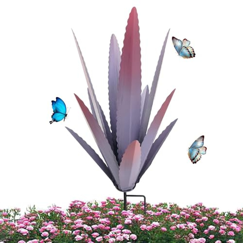 Generico Metal Agave Plant Skulptur - Utomhus Trädgård Dekorativ Staty, Rustik Metall Blomprydnad, Hantverkspett, Konstfigur Hållbar