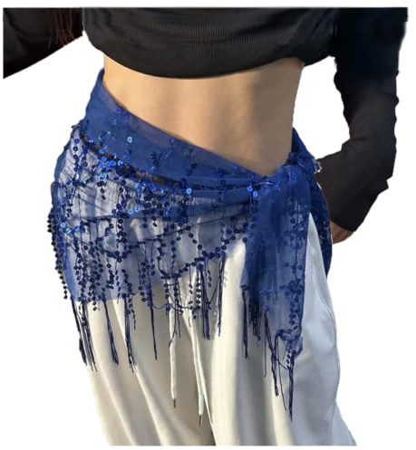 Qiantull Pañuelo para mujer para danza del vientre con lentejuelas, cinturón de cadera, bufanda, falda envolvente, pañuelos de cadera, lentejuelas brillantes, disfraz de danza del vientre, accesorio