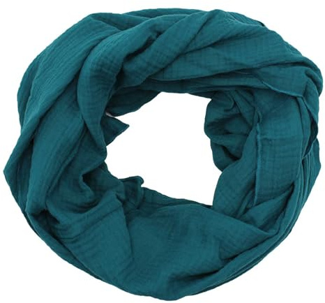 Musselin Loop Sciarpa tubolare in 100% cotone fine da donna, sciarpa da donna, primavera, autunno, ca. 160 x 70 cm, nero, XXL
