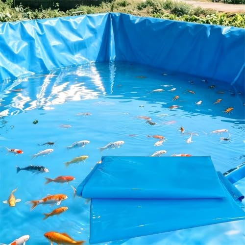 Pond Liner 0,12 mm Blå Vattentät Fish Pond Liner | Trädgårdspooler membran för koi-dammar, bäckar, vattenfall, fontäner och vattenfunktioner(5x5m)