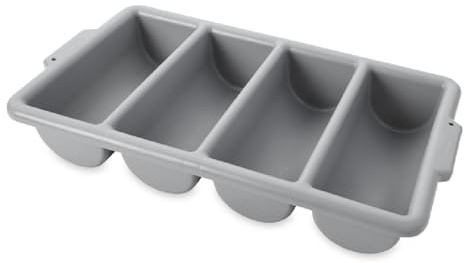 Rubbermaid Commercial Products 4-Compartment Plastic Cutlery Bin, 2lb Capacity, Gray, Supplies for Restauran/Kitchen Use
