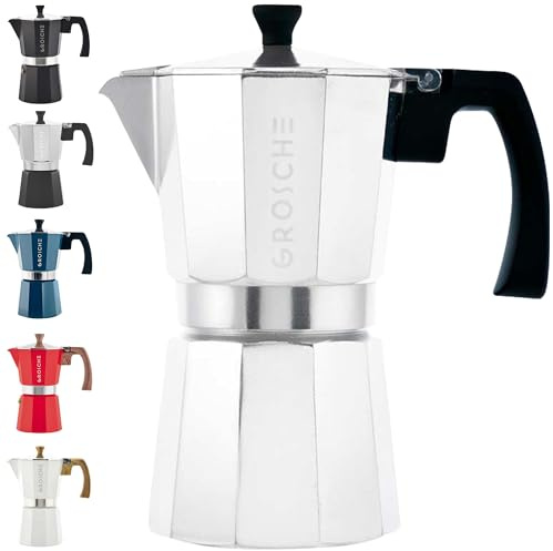 GROSCHE Milano Moka Pot | 6 Espresso Cup - 9.3 oz | Stovetop Espresso Percolator & Coffee Maker – Portable, Ideal for Home and Camping