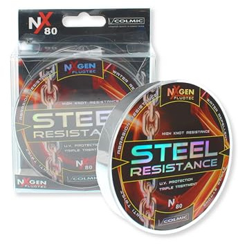 Colmic – Steel Resistance – Monofil de pêche en Nylon NXGEN FLUOTEC 150 m / 300 m – Haute résistance au nœud, Anti-Abrasion, Anti-UV, Hydrofuge – Produit Officiel Colmic