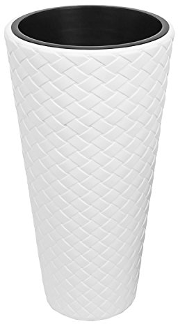 Vaso per piante Matuba Slim con inserto, altezza 78,5 cm, colore: bianco