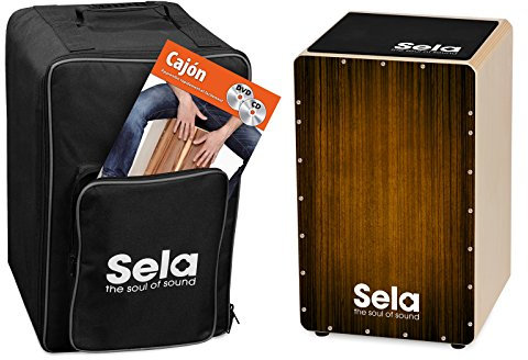 Sela SE 135 FR Varios Brown Cajon Bundle mit Rucksack, Sitzpad, französischer Anfängerschule, CD und DVD