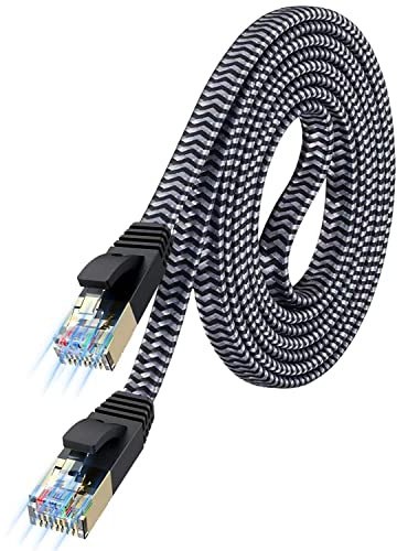 Cavo ethernet cat 7, Morelecs nylon intrecciato cavo di rete Cat 7 cavo internet via cavo Ethernet RJ45 Cat. LAN cavo per PC MAC router di 30ft 50 feet