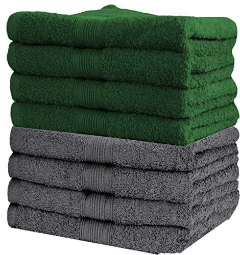 NatureMark NM-HT0842 Frottier Handtücher, 8-er Pack, 50 x 100 cm, 100% Baumwolle (Dunkelgrün/Anthrazit)