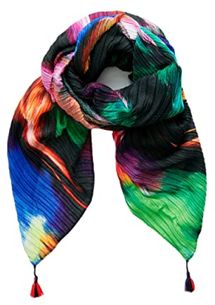 Desigual Damen Fou_pleated Focus Rectang Mode Schal, Schwarz, U EU