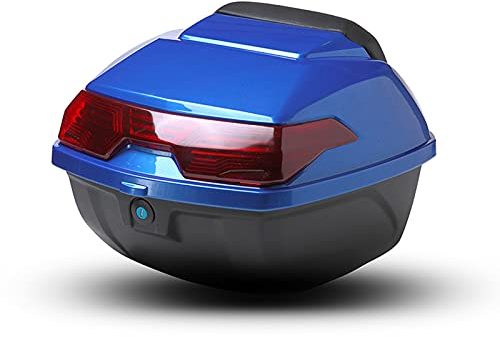 ASDQWER Topcase Motorradkoffer,Helmkoffer Motorradkoffer,Motorrad Top Case, Scooter-Kofferraumgepäck, Top Lock-Aufbewahrung, für Motorradhelme, Roller, Motorräder,Blau