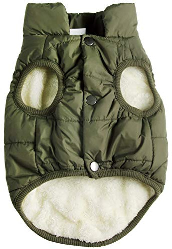JoyDaog Fleece Lined Dog Jacket for Medium Dogs,Winter Dog Coat,Green L