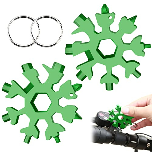 18-in-1 Schneeflocken Multitool, Geschenke für Männer, Schneeflocken-Multitool, Multifunktionswerkzeug Edelstahl, Weihnachtsgeschenke, Coole Werkzeug Kleine Geschenk für Papa, Mann (Grün2)