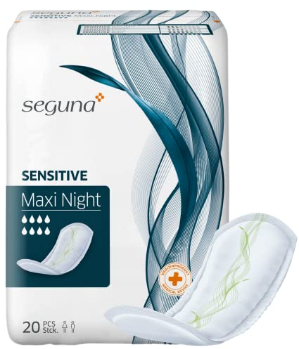 SEGUNA Sensitive Maxi Night, Inkontinenzeinlagen für die Nacht, Frauen & Männer, Einlagen bei mittlerer Inkontinenz & Blasenschwäche (Sparpaket (4 x 20 Stück))