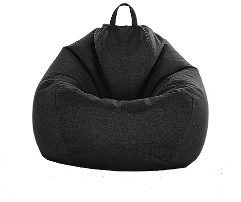FANSU Leinen Unifarben Sitzsack Waschbar Ohne Füllung für Kinder Erwachsene Outdoor Indoor Stofftier Aufbewahrung Mit Reißverschluss (XXXL, Schwarz)