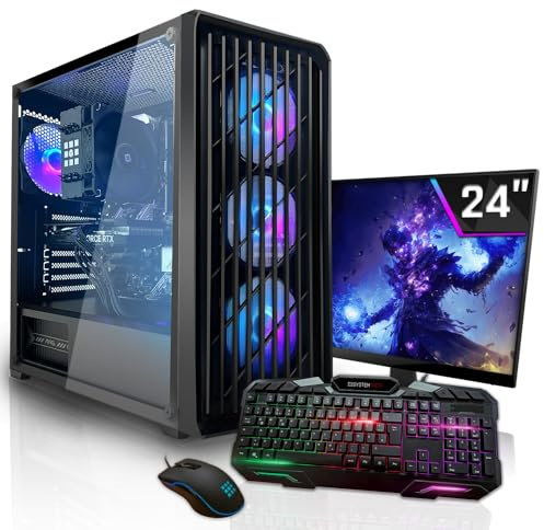 SYSTEMTREFF Gaming Komplett PC Set AMD Ryzen 5 5500 6x4.2GHz | Nvidia GeForce RTX 3060 12 GB DX12 | 512GB M.2 NVMe | 16GB DDR4 RAM | WLAN Desktop Paket Computer für Gamer, Gaming