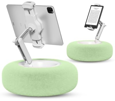 viozon Tablet Ständer, Kindle Kissen Halterung, Kompatibel mit 4,7 Zoll-13 Zoll Telefon/Tablet, iPad, iPhone 16, Kindle, Handy Ständer, Höhe Winkelverstellbar, 5,7 Zoll Abnehmbare Kissen，Grün