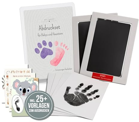 WELTWERK® Stämpelkudde för handavtryck baby och fotavtryck baby – ren, giftfri – för nyfödda, småbarn, husdjur – tasstryck set hund (svart, stor)