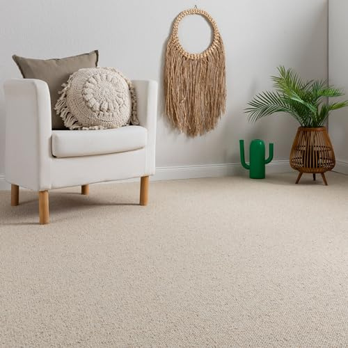 Steffensmeier Teppichboden Sydney Meterware | Auslegware Schlinge, 100% Schurwolle | Creme, Größe: 200x400 cm