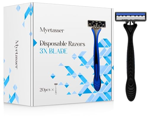 Einwegrasierer,20 Stück Einzeln Verpackt Einwegrasierer Männer,3-Fach Klinge,Nassrasierer Mit 45° Beweglichem Schwenkkopf