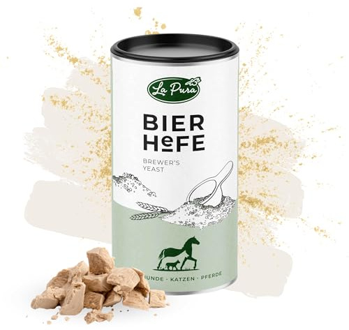 LaPura Levure de bière pour chien, chat et cheval – Contre la perte de cheveux, les pellicules, les démangeaisons et la peau sèche, avec oméga 3 & 6, biotine, vitamines B, levure de bière 100