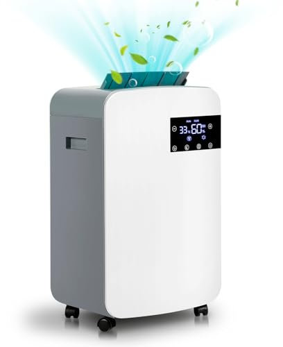 Eulenke 12L Dehumidifier for Home with Digital Humidity Display, 2.5L Water Tank, 24H Timer, Sleep Mode, Carbon Air Purifier, Large Dehumidifiers for Drying clothes Basement Bedroom