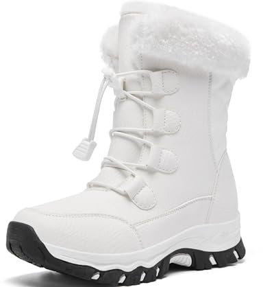 YINGCSM Winterschuhe Damen Gefüttert Warm Winterschuhe Schneestiefel Rutschfeste WandernTrekkingschuhe Damen (Weiß EU 37)