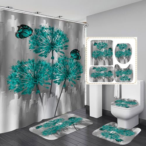 Badezimmermatte Grauer Türkisinsekt Bad Teppiche Set 3 Teilig,rutschfeste Bath Mat(45x75cm)+U-Typ Wasseraufnahme Badmatte+Schnelltrocknend Badezimmerteppich