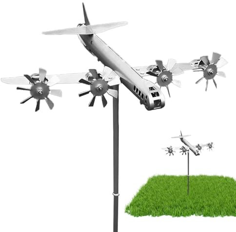 Flugzeug-Windspiel – Wetterfahne aus Edelstahl für Flugzeuge | Stabiles Material Metall Flugzeug Wetterfahne | Windrichtungsanzeige für Garten und Outdoor