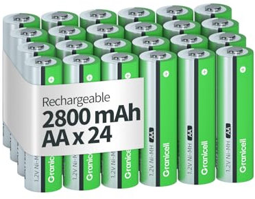 Granicell 24-Pack NiMH Rechargeable AA Batteries