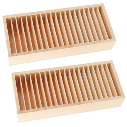 Operitacx Scatola in Legno Beige Multi-scomparto e Struttura Staccabile Porta Biglietti da Visita e Fermagli 2 Pezzi per Design per Ufficio e Casa