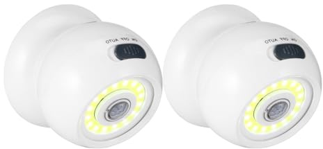Veyera Ljus kulampa 2-pack, PIR rörelsesensor LED bolllampor auto på/av batteridrivna sensorlampor 360° rörelseaktiverad nattlampa trådlös säkerhetsbelysning lampa