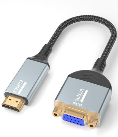 familaha Adattatore HDMI a VGA, HDMI maschio a VGA femmina 1080P a 60Hz compatibile con desktop, laptop, PC, monitor, proiettore, HDTV, Chromebook, Raspberry Pi, Roku, Xbox e altro