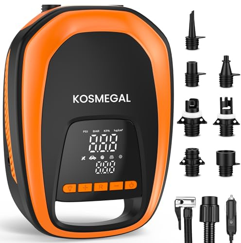 Electric Paddle Board Pump, High Pressure SUP Pump with Inflation & Deflation, Auto-Off, 12V DC Car Connector Portable Air Pump for Inflatables and Kayaks