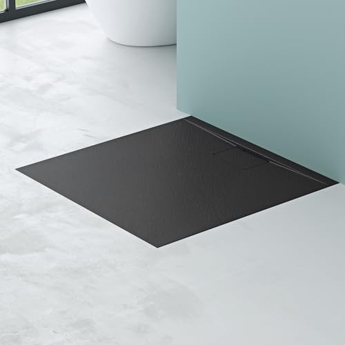 Maj & Maj duschkar 100 x 100 x 3 cm, duschkar av mineralgjuten mineralgjuten mineralgjuten plåt i antracit DIN-anslutningar Geoma07