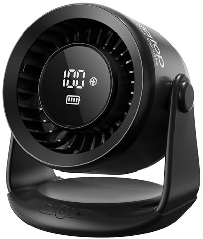 Gaiatop Desktop Fan, 6 Speeds Ultra Quiet Bedroom Fan, Up to 20H Cooling