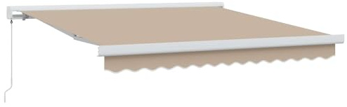 Roanoer Toldo con brazo articulado retráctil beige 300 x 250 cm – Toldo manual de manivela de tela y metal para terraza, balcón y jardín – Robusto dispensador de sombra para montaje en pared