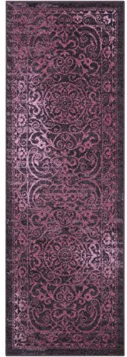 Maples Rugs Pelham Vintage Medallion Runner Rug - Made in USA - Washable, Non-Slip, Low Profile Indoor Rug for Hallway, Kitchen, and Laundry Room, 2' x 6', Wineberry