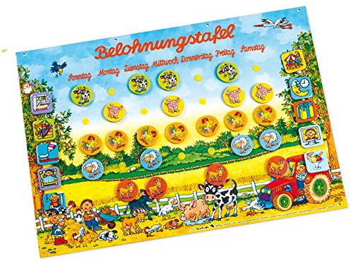 Lutz Mauder Belohnungstafel für Kinder * Bauernhof * | 72 Teile, 42x30cm | für Jungen und Mädchen | Die Positive Art kleine Aufgaben zu meistern | WIEDERVERWENDBAR