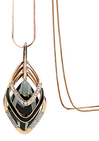 Mecool Triple Layer Anhänger Halskette Lange Anweisung Anhänger Halskette Lange Pullover Kette-Rhombus Anhänger