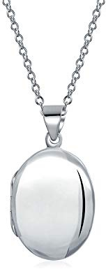 Bling Jewelry Kleine X Kleine Einfache Kuppel Oval Fotomedaillons Für Frauen & Teenager Halten Bilder Poliertes .925 Silber Medaillon Halskette Anhänger 0,75 Zoll