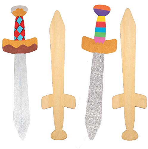 Baker Ross Wooden Knight Long Swords (Pack of 4)