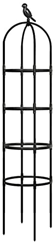 SJDWDX Treillis obélisque pour plantes – Tuteurs de support pour plantes – Tour en fer forgé en métal avec arche de jardin treillis pour plantes grimpantes en pot (noir)