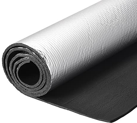 sourcing map Hoja de aislamiento, 1.5mx1mx5mm hoja de aluminio en relieve impermeable barrera térmica resistente al calor, para la pared del techo tubo de conducto HVAC, espuma de goma
