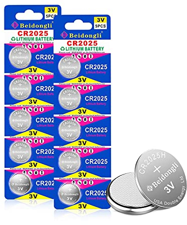 CR2025 3V Lithium Knopfzellen CR 2025 Batterien für TAN Generator 10 Stück【5 Jahre Garantie】 (cr2025-10)